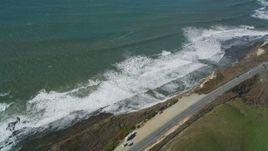 5K aerial stock footage of the Highway 1 coastal road in Davenport, California Aerial Stock Footage | DFKSF15_108