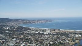 5K aerial stock footage of a wide view of the Monterey Peninsula and Monterey Bay, Monterey, California Aerial Stock Footage | DFKSF15_155