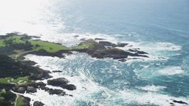 5K aerial stock footage of rugged coastline around Cypress Point Golf Course, Pebble Beach, California Aerial Stock Footage | DFKSF16_020