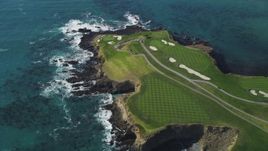 5K aerial stock footage of flying over Pebble Beach Golf Links golf course and Carmel Bay, Pebble Beach, California Aerial Stock Footage | DFKSF16_037