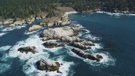 5K aerial stock footage of flying by coastal rock formations, Carmel, California Aerial Stock Footage | DFKSF16_048