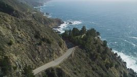5K aerial stock footage of following Highway 1 atop coastal cliffs, Big Sur, California Aerial Stock Footage | DFKSF16_119