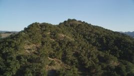 5K aerial stock footage of approaching a mountain peak and trees, San Luis Obispo County, California Aerial Stock Footage | DFKSF17_005