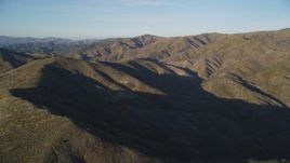 5K aerial stock footage video of flying by brown mountains, San Luis Obispo County, California Aerial Stock Footage | DFKSF17_013