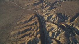 5K aerial stock footage tilt up along San Andreas Fault in the desert, San Luis Obispo County, California Aerial Stock Footage | DFKSF17_031