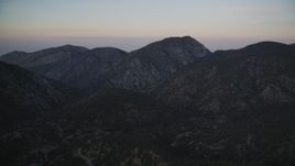 5K aerial stock footage of flying by mountains, Los Padres National Forest, California, twilight Aerial Stock Footage | DFKSF17_047