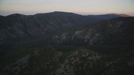 5K aerial stock footage of flying by mountain ridges, Los Padres National Forest, California, twilight Aerial Stock Footage | DFKSF17_048
