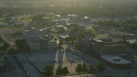 5.7K aerial stock footage orbit a medical center and a federal courthouse, sunrise, East St. Louis, Illinois Aerial Stock Footage | DX0001_000528
