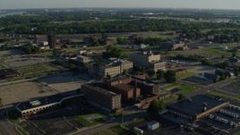 5.7K aerial stock footage of a federal courthouse and medical center in a small town, sunrise, East St Louis, Illinois Aerial Stock Footage | DX0001_000555