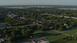 5.7K aerial stock footage of a small residential area, sunrise, East St Louis, Illinois Aerial Stock Footage | DX0001_000560