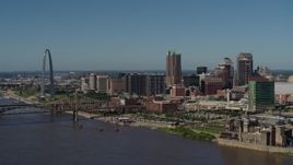 5.7K aerial stock footage of the Gateway Arch and buildings in Downtown St. Louis, Missouri Aerial Stock Footage | DX0001_000611