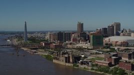 5.7K aerial stock footage of the Gateway Arch and Downtown St. Louis, Missouri buildings Aerial Stock Footage | DX0001_000612
