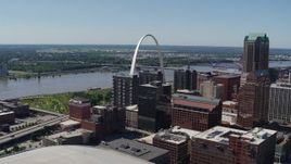 5.7K aerial stock footage of the Mississippi River, the Arch and Downtown St. Louis, Missouri Aerial Stock Footage | DX0001_000620