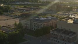 5.7K aerial stock footage of an orbit of a federal courthouse at sunset, East St. Louis, Illinois Aerial Stock Footage | DX0001_000689