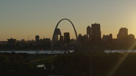 5.7K aerial stock footage of the Gateway Arch at sunset in Downtown St. Louis, Missouri Aerial Stock Footage | DX0001_000698