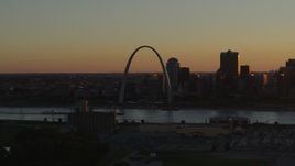 5.7K aerial stock footage of the Gateway Arch at sunset, Downtown St. Louis, Missouri Aerial Stock Footage | DX0001_000713