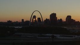 5.7K aerial stock footage ascend and approach the Gateway Arch in Downtown St. Louis, Missouri at sunset Aerial Stock Footage | DX0001_000720
