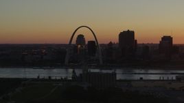 5.7K aerial stock footage of the Gateway Arch in Downtown St. Louis, Missouri at sunset Aerial Stock Footage | DX0001_000721
