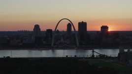 5.7K aerial stock footage slow flyby of Gateway Arch and Downtown St. Louis, Missouri, sunset Aerial Stock Footage | DX0001_000739