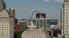 5.7K aerial stock footage flyby high-rises to reveal the Museum at the Gateway Arch in Downtown St. Louis, Missouri Aerial Stock Footage | DX0001_000793