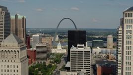 5.7K aerial stock footage flyby buildings to reveal the Museum at the Gateway Arch in Downtown St. Louis, Missouri Aerial Stock Footage | DX0001_000795