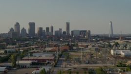 5.7K aerial stock footage a wide view of the city skyline and Gateway Arch, Downtown St. Louis, Missouri Aerial Stock Footage | DX0001_000830