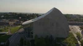 5.7K aerial stock footage stationary view and orbit of a concert hall in Downtown Kansas City, Missouri Aerial Stock Footage | DX0001_001142