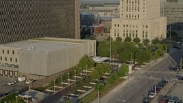 5.7K aerial stock footage 12th street and government office building at sunrise, Downtown Kansas City, Missouri Aerial Stock Footage | DX0001_001234