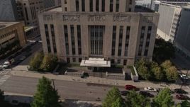 5.7K aerial stock footage of the city hall entrance in Downtown Kansas City, Missouri Aerial Stock Footage | DX0001_001295