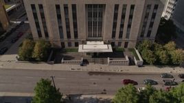 5.7K aerial stock footage fly away from the entrance to city hall in Downtown Kansas City, Missouri Aerial Stock Footage | DX0001_001299