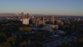 5.7K aerial stock footage of apartment buildings at sunrise in Denver, Colorado Aerial Stock Footage | DX0001_001399
