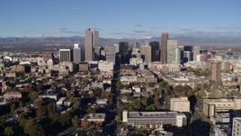 5.7K aerial stock footage flyby the city's skyscrapers in Downtown Denver, Colorado Aerial Stock Footage | DX0001_001427