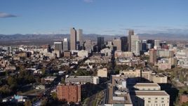 5.7K aerial stock footage of approaching the city's skyscrapers in Downtown Denver, Colorado Aerial Stock Footage | DX0001_001430