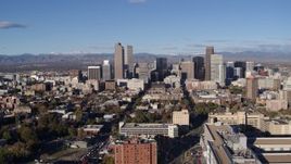5.7K aerial stock footage flyby the city's skyscrapers and descend in Downtown Denver, Colorado Aerial Stock Footage | DX0001_001431