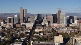 5.7K aerial stock footage of skyscrapers in Downtown Denver, Colorado Aerial Stock Footage | DX0001_001440