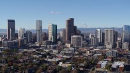 5.7K aerial stock footage flyby skyscrapers in skyline of Downtown Denver, Colorado Aerial Stock Footage | DX0001_001455