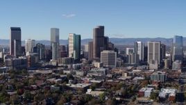 5.7K aerial stock footage reverse and flyby skyscrapers in Downtown Denver skyline, Colorado Aerial Stock Footage | DX0001_001459