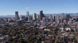 5.7K aerial stock footage of a slow flyby of skyscrapers in Downtown Denver skyline, Colorado Aerial Stock Footage | DX0001_001464