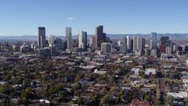5.7K aerial stock footage of skyscrapers in Downtown Denver skyline, Colorado, seen during slow flyby Aerial Stock Footage | DX0001_001465
