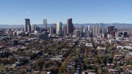 5.7K aerial stock footage of a view of the skyline of Downtown Denver, Colorado during slow flyby Aerial Stock Footage | DX0001_001467
