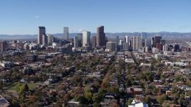 5.7K aerial stock footage of slowly flying toward the skyline of Downtown Denver, Colorado Aerial Stock Footage | DX0001_001469