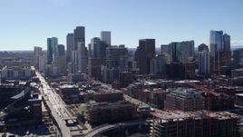 5.7K aerial stock footage of a stationary view of skyline in Downtown Denver, Colorado Aerial Stock Footage | DX0001_001473