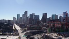 5.7K aerial stock footage of a view of the city skyline in Downtown Denver, Colorado Aerial Stock Footage | DX0001_001492