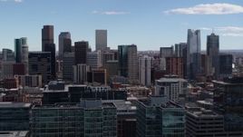 5.7K aerial stock footage of the city's skyline seen from office buildings in Downtown Denver, Colorado Aerial Stock Footage | DX0001_001505