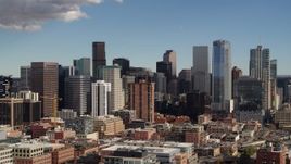 5.7K aerial stock footage of a slow pass by the city skyline in Downtown Denver, Colorado Aerial Stock Footage | DX0001_001519