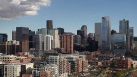 5.7K aerial stock footage of towering skyscrapers of the city skyline in Downtown Denver, Colorado Aerial Stock Footage | DX0001_001528