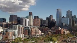 5.7K aerial stock footage of towering skyscrapers of the city skyline, Downtown Denver, Colorado Aerial Stock Footage | DX0001_001529