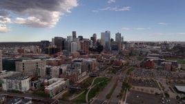 5.7K aerial stock footage of the city skyline seen from north of the city, Downtown Denver, Colorado Aerial Stock Footage | DX0001_001532