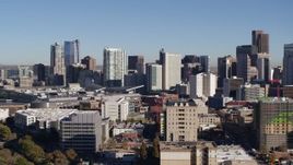 5.7K aerial stock footage of the city's skyline seen from office buildings in Downtown Denver, Colorado Aerial Stock Footage | DX0001_001660