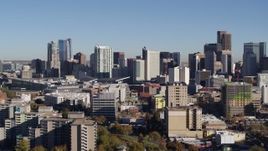 5.7K aerial stock footage flyby the city's skyline, seen from office and apartment buildings in Downtown Denver, Colorado Aerial Stock Footage | DX0001_001662